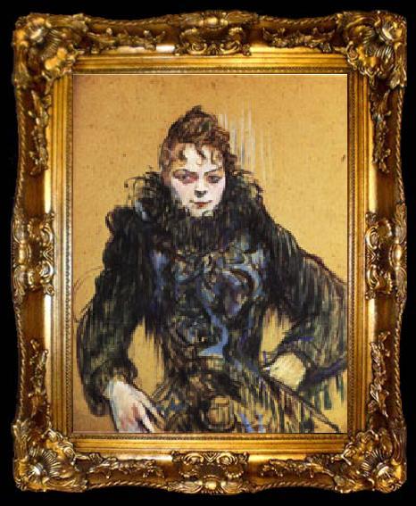 framed  Henri De Toulouse-Lautrec Woman with a Black Boa, ta009-2